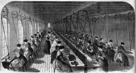 Fremstilling af cementee-pen: arbejdere i et trykkeriværksted i en fabrik i Birmingham i "" Le Journal Illustrous""