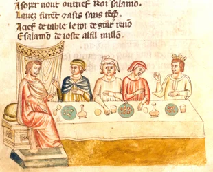 Måltid af kongen og hans undersåtter Miniature af det 12. århundrede Biblioteca Marciana Venedig