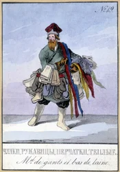 Købmand af handsker og uldstrømper i 1800-tallet.