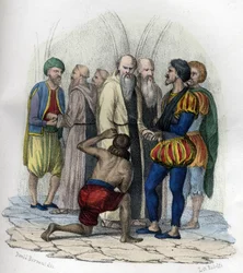 Miguel de Cervantes (1547-1616), spansk forfatter, taget til fange i Algier i 1575. i "L