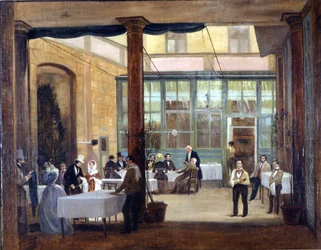 Milano, spisestue på Rebecchino-hotellet. 1830 Stendhal boede enlig og pengeløs på dette hotel såvel som i mange andre i Italien. Museo Milano, Milano