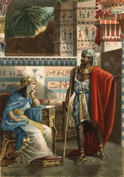 Nitocris, ifølge Manethon, den sidste dronning af Egypten af ​​VI-dynastiet. Indgravering af 1881.i "" Skønhedskulturen"" af Juan Justo Huguet, Molinas Hermanos editores