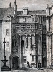 Nurnberger Rathaus - gården til rådhuset i Nürnberg - gravering omkring 1867