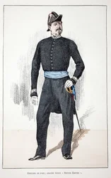 Fredsofficer, Det Store Andet Rige (1852-1870). Radering i farver, til illustration "History of the Corps of Peacekeepers""" bog udgivet i regi af Louis Lepine (1846-1933), præfekt for politiet på Seinen, af Alfred Rey (1864-