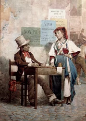 Gammel mand: den offentlige forfatter i Rom. 1800-tallets akvarel Rom, Museo del Folklore