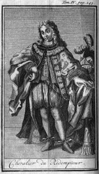 Ridderordener. Ridder af Forløseren eller Jesu dyrebare blod i hertugen af Mantua (Mantova) i det 17. århundrede. I "" Historien om militære ordener eller riddere, om de sikre og rutineprægede militser af begge køn, som er blevet etableret indtil videre
