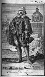 Ridderordener. Chevalier de Lorette i Frankrig i det 16. århundrede. I "" Historien om militære ordener eller riddere, om de sikre og rutineprægede militser af begge køn, som er blevet etableret indtil videre. Udgave taget fra Abbe Giustiniani, R.P.Bonani,