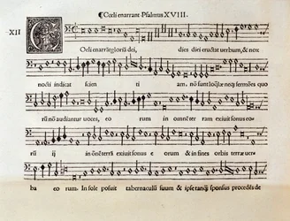 Side med partitur af Salme XVIII af Willaert (1538)