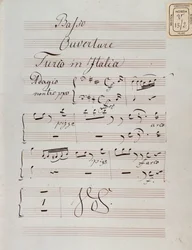 Side med partitur til ouverturen til Tyrken i Italien af Gioacchino Rossini