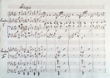 Side af symfonien reduceret til to klaverer og otte hænder af Die Zauberflote, opera af Mozart, Lichtenthal-version (1800-tallet)