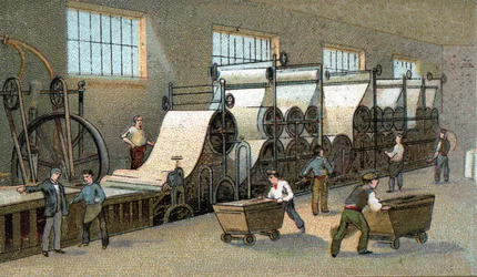 Papirproduktion i det 19. århundrede i Frankrig. Kromolitografi fra slutningen af det 19. århundrede