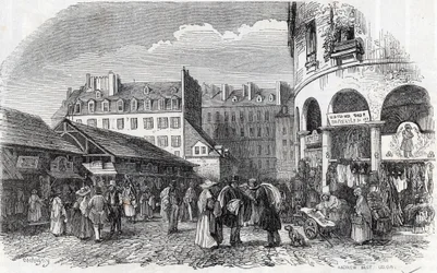 Paris, 3. arrondissement - La rotunde du Carreau du Temple i Paris i det 19. århundrede - Indgravering i "" Tableau-de-Paris"" af Edmond Texier
