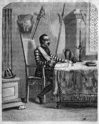 Pascal Paoli (1725-1807), korsikansk patriot i sit atelier. I "" Pasquale Paoli eller Pontenuovo-ruten "" "af F.D. Guerrazzi. 1872.