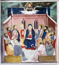 Pinse, Kristi liv (1400-tallet), fresker, St. Sebastian-kapellet, Villard-de-Lans, Rhone-Alpes, Frankrig.