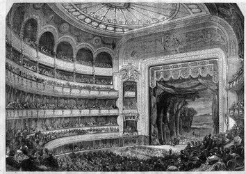 Opførelse af en opera: 2. akt af "" Don Quixote"" af Henri Boulanger, af Miguel de Cervantes på Theatre-Lyrique i Paris - Indgravering i "" Le Journal Illustre""