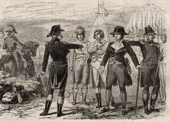 Pierre Antoine Antonelle (Pierre-Antoine Antonelle) (1747-1817) og hans venner arresteret efter ordre fra Lafayette - indgravering i "Dictionnaire populaire illustrious" - 1864 - af Joseph Decembre og Edmond Allonier -