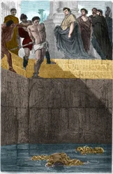 Pollion Vedius, romersk gastronom, berømt for sin grusomhed mod sine slaver. For at fange dem, ville han kaste dem levende til sine murene. En dag spiste Augustus (Caius Octavius Thurinus) i sit hjem, så han lavede en slavebundfald, skyldig i at bryde en c