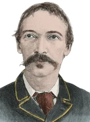 Portræt Robert Louis Stevenson (1850-1894) - britisk forfatter