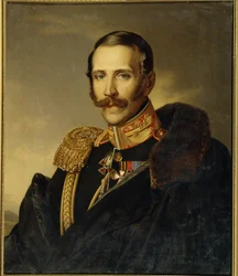 Portræt af Serge Grigoriyevich Strogonov (Strogonoff eller Stroganov) (1794-1882), generalguvernør i Moskva. (Portræt af Sergei Grigorievich Stroganov, generalguvernør i Moskva). Anonym maleri, olie på lærred