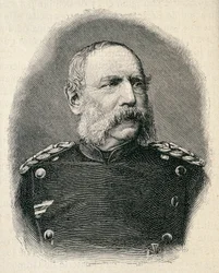 Portræt af ALBERT King of Saxony (1828-1902), soldat, der deltog i slaget ved Sedan. gravering