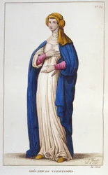 Portræt af Adelaide af Vermandois (1065-1024). Capetians dynasti. Stik fra 1830.