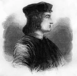 Portræt af Aldus Manutius (Alde Manuce) (1449 - 1515).