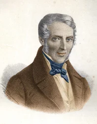 Portræt af Alessandro Manzoni, italiensk forfatter (1785 - 1873)