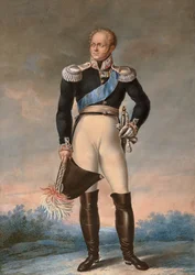 Portræt af Alexander I af Rusland, ca. 1819 - Akvarel - Fodportræt af Alexander I, Ruslands zar (1777-1825)"" Anonym akvarel