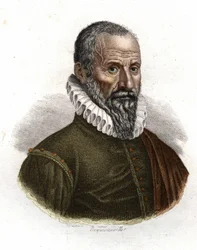 Portræt af Ambroise Paré (1509-1590), fransk kirurg - stik fra det 19. århundrede