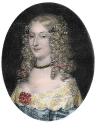 Portræt af Anne-Genevieve de Bourbon-Conde (1619-79) Hertuginde af Longueville - Portræt af Anne Genevieve de Bourbon Conde (Anne-Genevieve de Bourbon-Conde), hertuginde af Longueville (1619-1679) gravering af det 19. århundrede