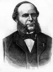 Portræt af Auguste Pouyer-Quertier (Pouyer Quertier) (1820 - 1891). Indgravering af slutningen af det 19. århundrede i "Histoire de France"" af H. Martin.