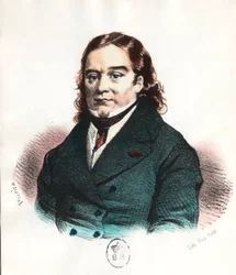 Portræt af Baron Larrey (1766 - 1842), fransk militærkirurg og opfinder af ambulancen. Indgravering af det 19. århundrede. Privat samling.