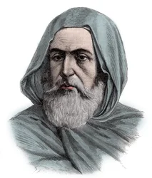 Portræt af Ben Mahi Ed Din Abd El Kader (Abd El-Kader) (1808 - 1883), ABDELKADER, emir af Mascara, militær og religiøs leder - stik 1883