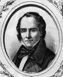Portræt af Casimir Delavigne, fransk digter og dramatiker (1793 - 1843) gravering fra 1866.
