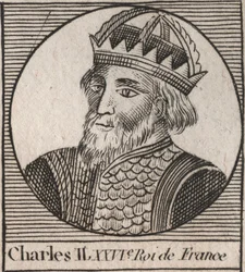 Portræt af Charles II den Skaldede (823-877), konge af Frankrig - Charles II (823-877) den Skaldede - gravering fra "Instruction sur l