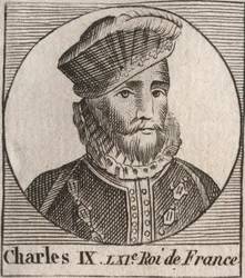 Portræt af Charles IX (1550-1574), konge af Frankrig - Charles IX, konge af Frankrig fra 1560 til 1574 - gravering fra "Instruction sur l