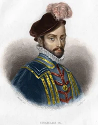 Portræt af Charles IX (1550 - 1574), konge af Frankrig, gravering fra det 19. århundrede