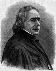 Portræt af Charles Philipon (1800-1862), fransk tegneserieskaber, litograf og journalist, grundlægger af satiriske aviser "La Caricature" og ""Le Charivari". Indgravering i "" Le Monde Illustré"" n¡251 af 1. februar 1862.