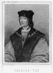 Portræt af Charles VIII (1470 - 1498), konge af Frankrig - i "Histoire des Français"" af Lavallée, stik, sd.