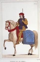 Portræt af Charles VII (1403 - 1461), konge af Frankrig, gravering af 1830