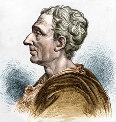 Portræt af Charles de Secondat (1689 - 1755), Baron De La Brède og Montesquieu. Indgravering af det 19. århundrede.
