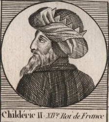 Portræt af Childeric II, frankernes konge fra 670 til 673 - CHILDERIC II 655-675 Konge merovinger af Frankrig og Austrasien - gravering fra "" Instruction sur l