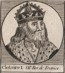 Portræt af Clothaire I (497 - 561), konge af Neustrien og konge af frankerne - Clothar I, konge af frankerne - gravering fra "Instruction sur l
