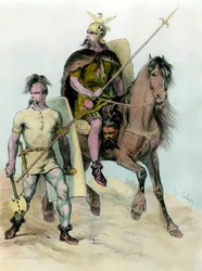 Portræt af Clovis I en hest (465 - 511) Kongen af francs.