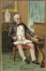 Portræt af Daniel François Esprit Auber (1782-1871), fransk komponist. Kromolitografi 1800-tallet.