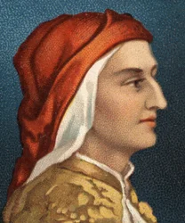 Portræt af Dante Alighieri (1265-1321), italiensk forfatter.
