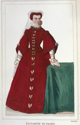 Portræt af Elisabeth af Frankrig 1545 - 1568 Datter af Henrik II og Katarina af Medici (Caterina de Medici) gravering af 1830
