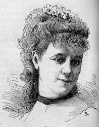 Portræt af Emilie Broisat (1848-1929), fransk komiker, medlem af Comedie Francaise. Indgravering i "" Le Monde Illustré"" n¡1168 af 16. august 1879.
