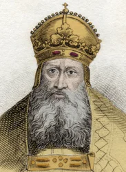 Portræt af kejser Rodolf af Habsburg (1218-1291), tysk romersk kejser (Rudolf I af Tyskland)