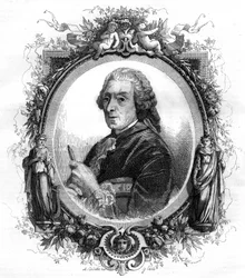 Portræt af den engelske maler Francois Boucher (1703-1770) gravering 1858